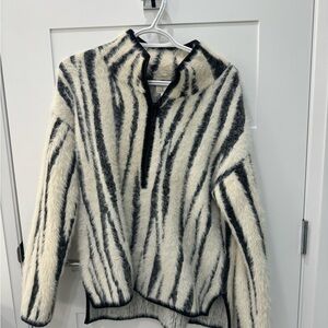 Anthropologie Black and Cream Striped Sweater